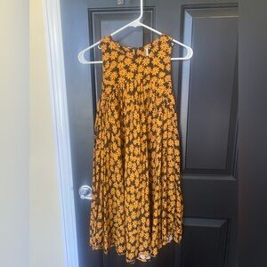 Floral Kids Dress in Black and Orange